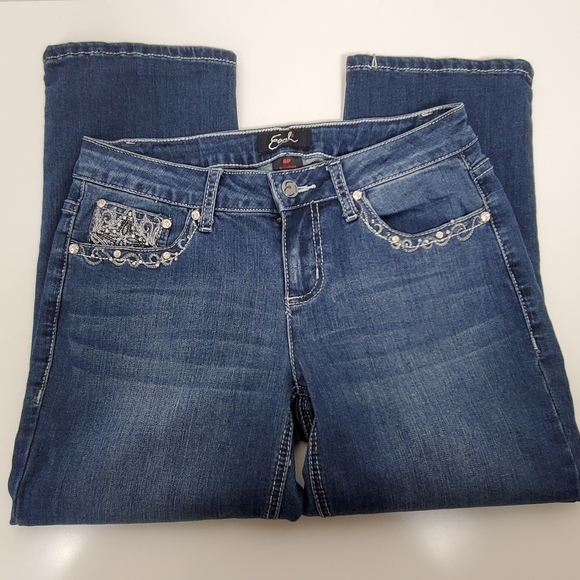Earl jeans rhinestone bling capri jeans size 6 petite - Picture 12 of 14